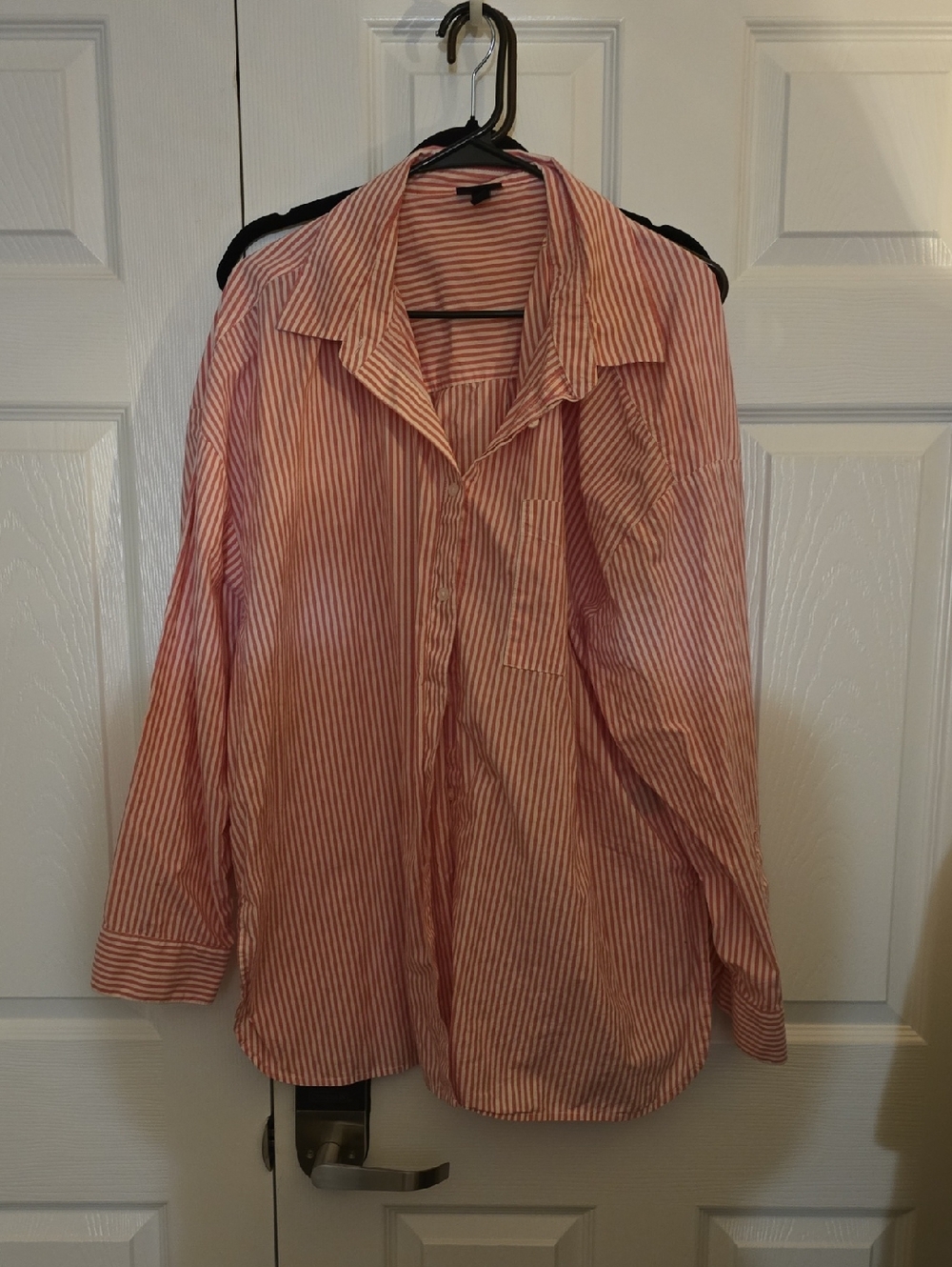 Torrid Striped Button-Up Shirt in Pink and White